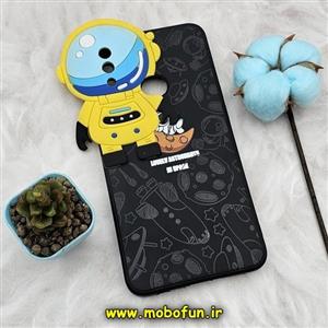 قاب گوشی Galaxy A10S سامسونگ طرح سیلیکونی ژله ای سه بعدی برجسته عروسکی طرح فضانورد ناسا Nasa محافظ لنزدار مشکی کد 660