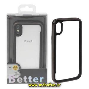 قاب گوشی iPhone X - iPhone XS آیفون طرح طلقی شیشه ای شفاف اورجینال BETTER مشکی کد 525