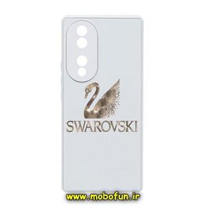 قاب گوشی Honor 70 آنر لاکچری دیزاین سواروسکی SWAROVSKI محافظ لنزدار سفید کد 30