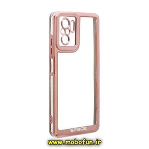 قاب گوشی Redmi Note 10 4G - Redmi Note 10S - Poco M5S شیائومی شیائومی طرح الکتروپلیتینگ ژله ای شفاف اورجینال اسپیس SPACE محافظ لنز دار رزگلد کد 510