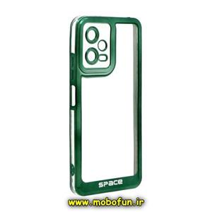 قاب گوشی Poco X5 شیائومی طرح الکتروپلیتینگ ژله ای شفاف اورجینال اسپیس SPACE محافظ لنز دار سبز کد 151