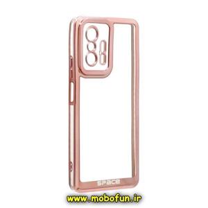 قاب گوشی Mi 11T - Mi 11T Pro شیائومی طرح الکتروپلیتینگ ژله ای شفاف اورجینال اسپیس SPACE محافظ لنز دار رزگلد کد 581