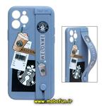 قاب گوشی iPhone 11 Pro آیفون دستبندی سیلیکونی استارباکس STARBUCKS محافظ لنز دار آبی فیلی کد 427