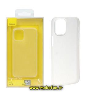 قاب گوشی iPhone 12 Mini آیفون طرح ژله ای ساده اورجینال سبک بیسوس Baseus بی رنگ مات کد 117