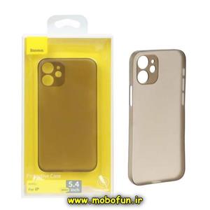 قاب گوشی iPhone 12 Mini آیفون طرح ژله ای ساده اورجینال سبک بیسوس Baseus دودی مات محافظ لنز دار کد 119