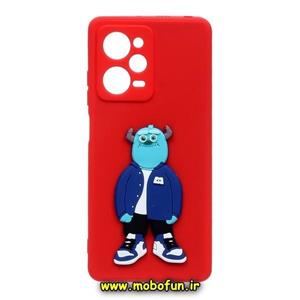 قاب گوشی Redmi Note 12 Pro 5G - Redmi Note 12 Pro Plus 5G - Poco X5 Pro شیائومی طرح سیلیکونی ژله ای سه بعدی برجسته سالیوان محافظ لنز دار قرمز کد 124