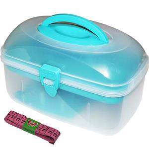 جعبه لوازم خیاطی ابتکار مدل Cyan همراه متر Sewing Box 