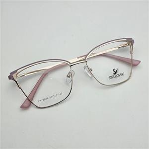 فریم عینک طبی زنانه برند سوارسکی فلزی رنگ فریم یاسی 