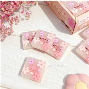 پاک کن مربعی ژله ای مغزدار  طرح شکوفه ی گیلاس