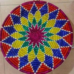 سینی حصیری رنگی زیبا 70 سانتی