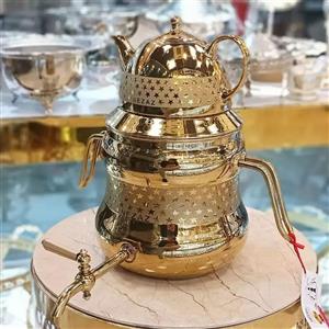 قوری کتری سماوری طلایی نقره ای