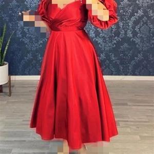 لباس مجلسی رزیتا میدی  لباس مجلسی آستین پفی لباس مجلسی ساتن لباس مجلسی قرمز لباس فرمالیته