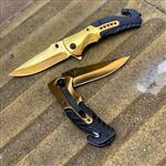چاقوی بوکر طلایی مدل F90 تیغه استیل فولاد ضد زنگ و رنگ ثابت