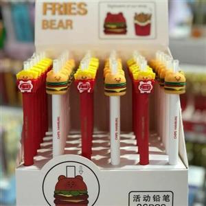 لوازم تحریر اتود فست فود شکل همبرگر و سیب زمینی با چشم و ابرو برند kuki