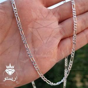 زنجیر نقره مردانه فیگارو 3 میل ترک با عیار 925 کیفیت درجه 1 طول 54 تا 55cm 