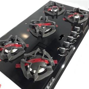 اجاق گاز رومیزی شیشه ترموکوپل دار  توکار چدن گل جانا 5 شعله ای