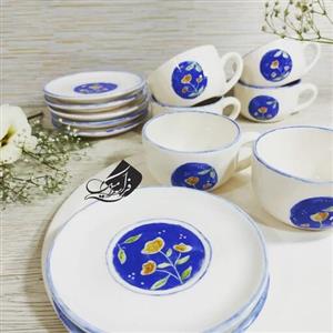 ست فنجان و نعلبکی آبی لاجوردی