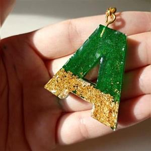 جاکلیدی رزینی سبز با ورق طلا