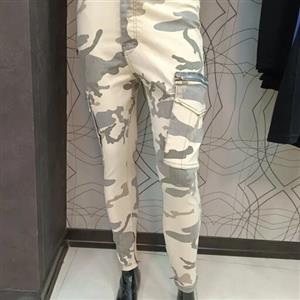 شلوار شش جیب کتان چریکی مردانهپلنگی(استتار)کتان کشقد96دمپا زیپ