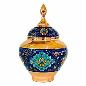 قندان مس و پرداز مدل سیبی سایز بزرگ ارتفاع 16 سانتی متر