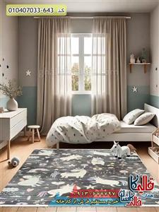 فرش کودک دخترانه 500 شانه نرم و ضخیم طرح اسب تک شاخ ( یونیکورن )  4 متری
