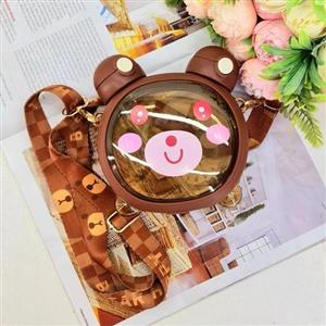 قمقمه فانتزی خرسی دو رنگ قهوه ای و صورتی فلاسک و ماگ فانتزی در مونااستور