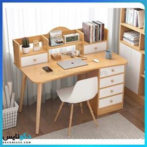میز تحریر کتابخانه دار با کشو و شلف جادار