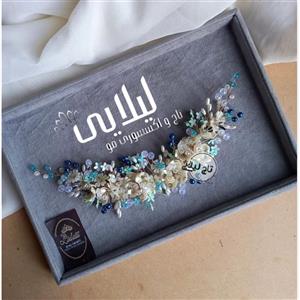 تاج عروس آبی ست تاج و گوشواره آبی خوشگل تاج آبی فرحی تاج ایستاده تاج عروس ریسه مو تل 