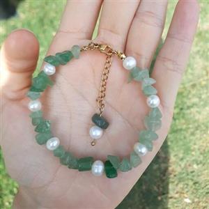 دستبند اونتورین سبز و مروارید