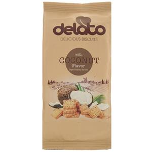 بیسکوییت با طعم نارگیل دلاتو مقدار 170 گرم Delato Deicious Biscuits With Coconut Flavor Super Heaithy Biscuits 170gr