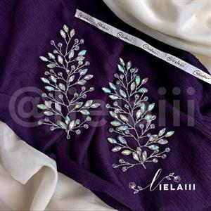 ریسه مو (1عددی) ریسه مو برگ کارشده با نگین های هفت رنگ بغلسری شیک ریسه مو بغلسری تاج عروس تل ریسه مو