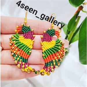 گوشواره میکرومکرومه دستساز با کریستال
