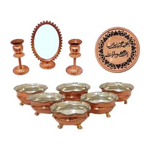ست 10 تکه هفت سین مسی مدل سه پایه در مس نمونه زنجان