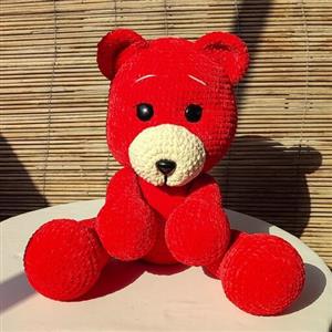 عروسک خرس بافتنی مخملی ولنتاین