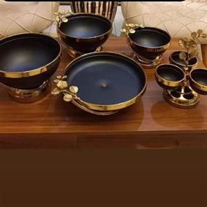 ظروف پذیرایی ست پنج تک ست ارکیده در رنگهای سفید مشکی نقره کرم طوسیظ