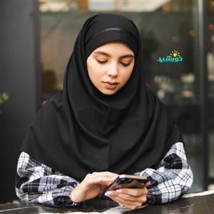 مقنعه تل دار 100 وال بروجرد اعلاء مشکی با تل مشکی، بهترین جنس تو بازار