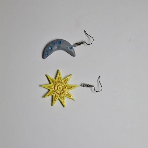 گوشواره خمیری طرح ماه و خورشید