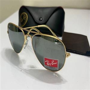 عینک آفتابی ریبن RayBan خلبانی اورجینال شیشه آینه ای فریم طلایی  کد 265