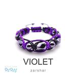 دستبند بافت چرم سنگ حدید Violet