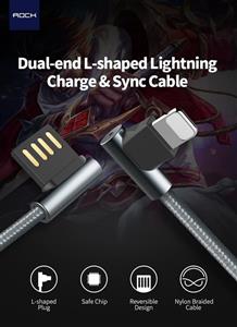 کابل لایتنینگ Rock Dual-End L-Shaped Lightning Data Cable RCB0519 