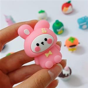 مداد تراش سیلیکونی عطری خرگوش صورتی کیوت