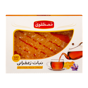 نبات زعفرانی مصطفوی مقدار 500 گرم Mostafavi Saffron Rock Candy 500 gr