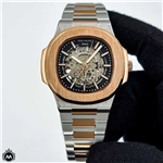 ساعت مردانه پتک فیلیپ ناتیلوس رزگلد نقره ای اسکلتون 66490 Patek Philippe Nautilus 