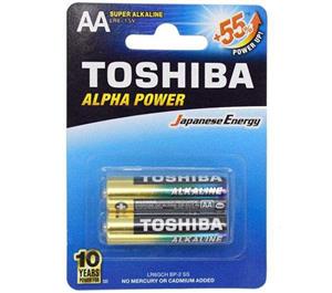 باطری نیم قلمی سوپر آلکالاین توشیبا مدل Alpha Power بسته 2 عددی 