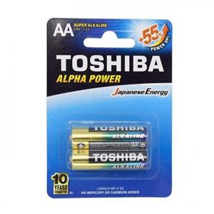 باطری نیم قلمی سوپر الکالاین توشیبا مدل Alpha Power بسته 2 عددی 
