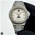 ساعت مردانه پتک فیلیپ ناتیلوس نقره ای دو تقویمه 1024 Patek Philippe Nautilus 