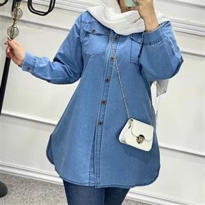 مانتو لی زنانه جین کاغذی در رنگ هایی زیبا
