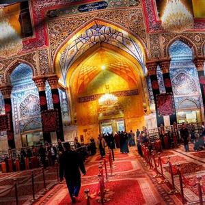 کتیبه مخمل تصویر حرم امام حسین(ع)، اندازه 300 در 140 سانتی متر چاپ سابلیمیشن روی  پارچه مخمل قابل شستشو با کیفیت بالا