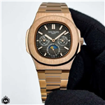 ساعت مچی پتک فیلیپ مردانه فول تایم رزگلد صفحه دودی PATEK PHILIPPE 96489 