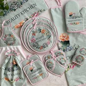 سرویس آشپزخانه مخمل 15 تکه طرح 55 مدل پرگل